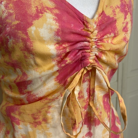Sincerely Jules Womens Tie Dye Orange/Pink Spaghetti Strap Sundress Size Medium - Picture 4 of 14